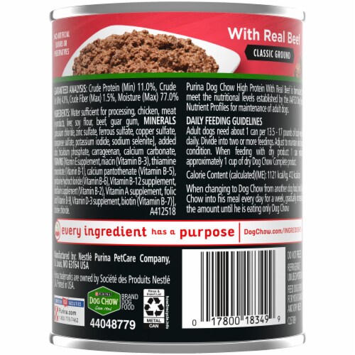 Purina® Dog Chow® High Protein with Real Beef Classic Ground Wet Dog Food Perspective: back