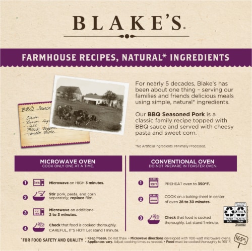 Blake's® BBQ Seasoned Pork Frozen Meal Perspective: back