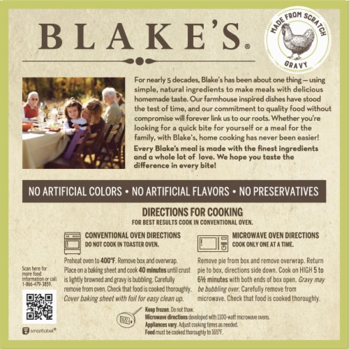 Blake's All-Natural Chicken Pot Pie Frozen Meal Perspective: back