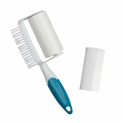 Reusable Lint Roller - 2-In-1 Lint Remover Roller With Brush Trapping Pet Hair Fibers Perspective: back