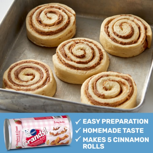 Pillsbury Grands Cinnamon Rolls with Strawberry and Cream Flavored Icing Perspective: back