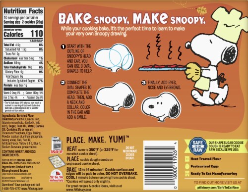 Pillsbury Ready to Bake Snoopy Shape Sugar Cookie Dough Perspective: back