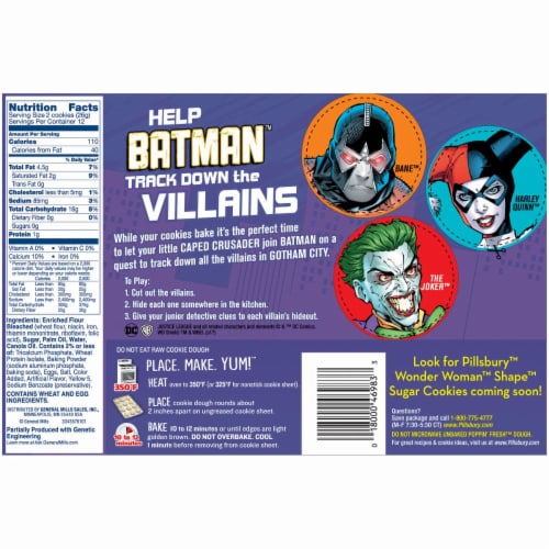 Pillsbury Ready To Bake! Batman Shape Sugar Cookie Dough Perspective: back