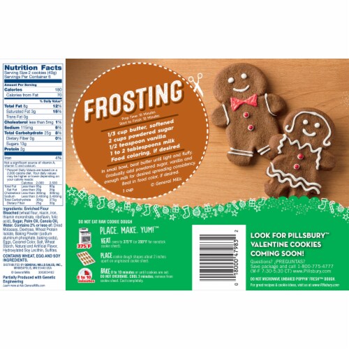 Pillsbury Ready to Bake Gingerbread Cut Out Cookie Dough Perspective: back