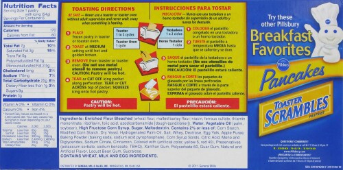 Pillsbury Apple Toaster Strudel Perspective: back
