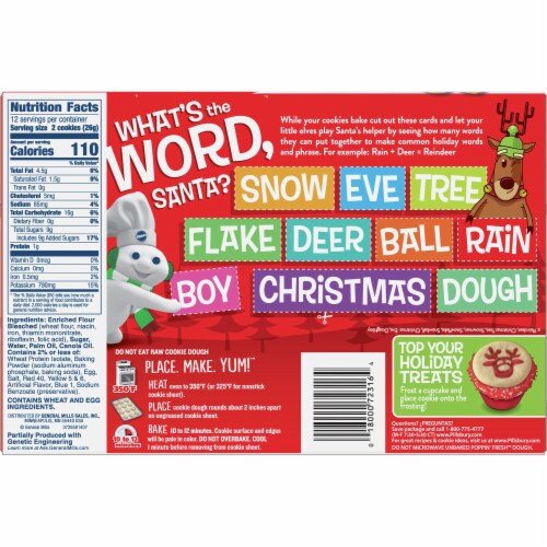 PPillsbury Ready to Bake Reindeer Shaped Sugar Cookie Dough Perspective: back