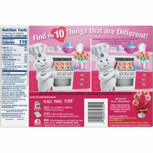 Pillsbury Ready to Bake Heart Shape Valentine Cookies Dough Perspective: back