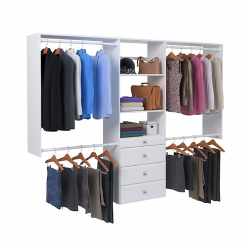 Easy Track Deluxe Tower Closet Storage Organizer with Shelves and Drawers, White, 4 Piece - Mariano's Easy Track Deluxe Tower Closet Storage Organizer with Shelves and Drawers, White, 4 Piece - Mariano's