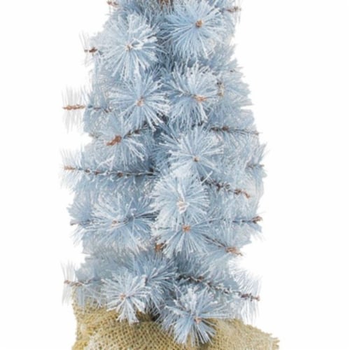 Arett Sales 2' Blue Potted Frosted Pine Slim Artificial Christmas Tree - Unlit Perspective: back