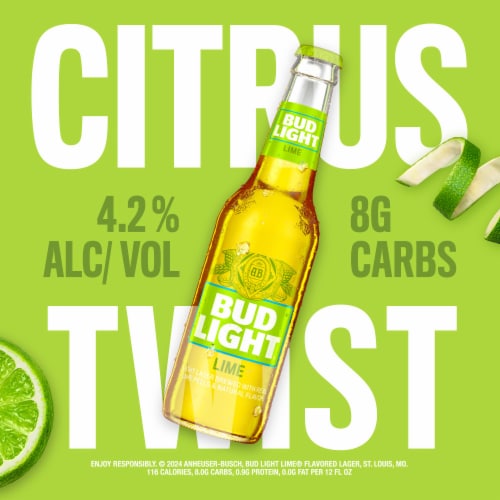 Bud Light Lime American Light Lager Beer Perspective: back