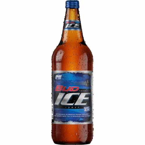Bud Ice Beer Single Bottle Perspective: back