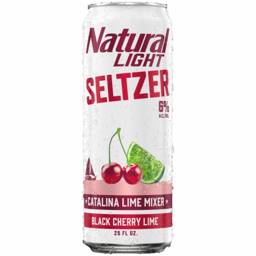 Natural Light Catalina Lime Mixer with Black Cherry Hard Seltzer Single Can Perspective: back