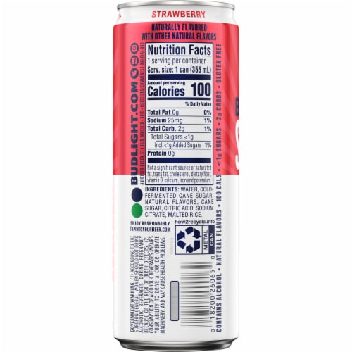 Bud Light Strawberry Hard Seltzer Single Can Perspective: back