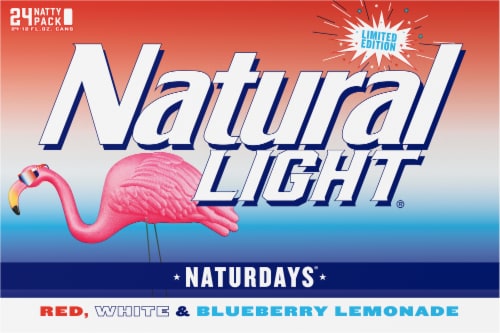Natural Light Red White and Blueberry Lemonade Flavored Beer Perspective: back
