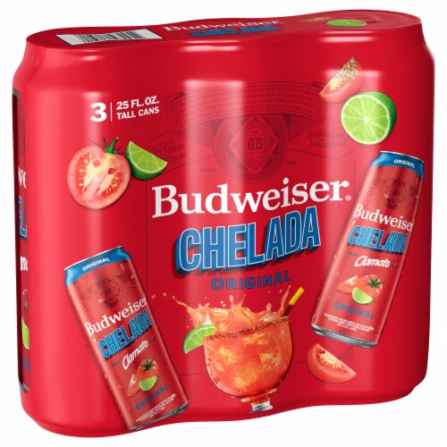 Budweiser Clamato Chelada Original Beer Perspective: back
