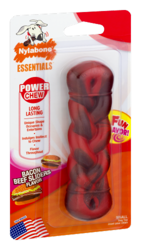 Nylabone Essentials Bacon & Beef Sliders Flavor Long Lasting Small Power Chew Braid Perspective: back