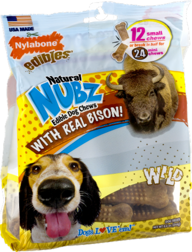 Nylabone Edibles Natural Nubz Wild Bison Flavor Small Chew Dog Treats Perspective: back
