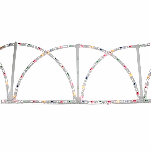 Hofert 7.5' Lighted White Christmas Pathway Fence - Multi-Color Lights Perspective: back