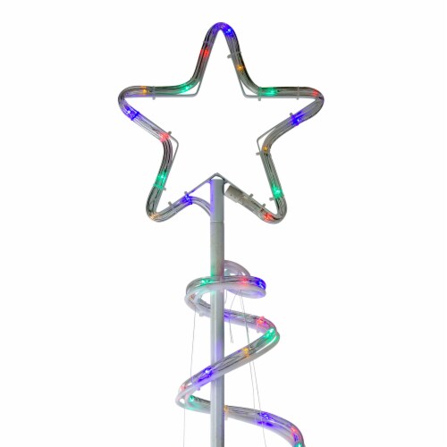 Hofert 7' Pre-Lit Slim Spiral Rope Light Christmas Tree Outdoor Decor - Multicolor LED Lights Perspective: back