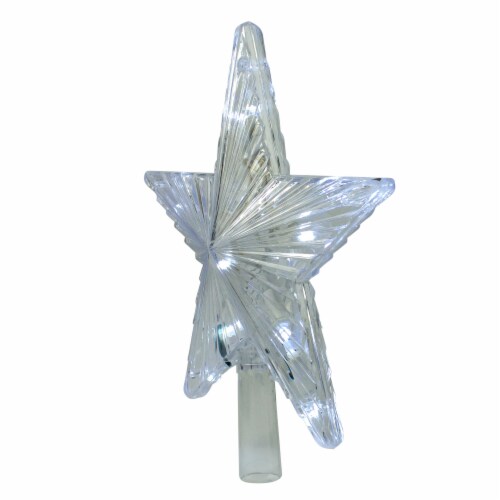 Hofert 9.5  Lighted Clear Mini 5 Point Star Christmas Tree Topper - Clear LED Lights Perspective: back