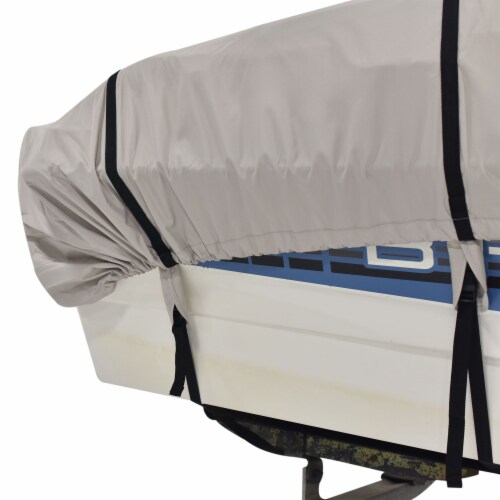 Budge Sportsman 300 Denier Gray V-Hull Fishing Boat Cover Perspective: back