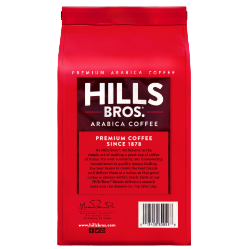 Hills Bros.® 100% Colombian Medium Roast Whole Bean Coffee Perspective: back