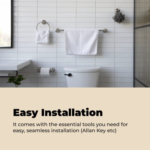 WholesalePlumbing 4-Piece Bathroom Hardware Accessory Set with 24  Towel Bar - Satin Nickel Perspective: back