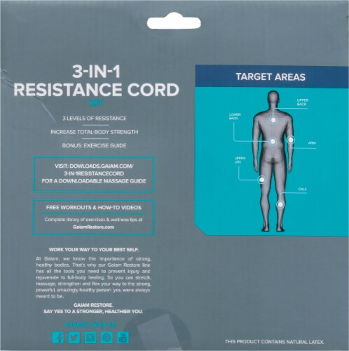 Gaiam Restore Resistance Cord Kit - Blue/Green Perspective: back