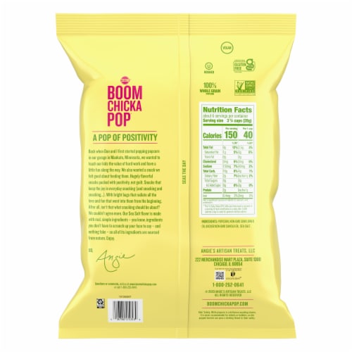 Angie's Boomchickapop Sea Salt Popcorn Gluten Free Party Size Perspective: back