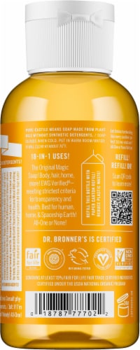 Dr. Bronner's Magic Citrus Orange Pure Castile Liquid Soap Perspective: back