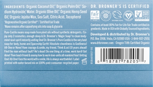 Dr. Bronner's All-One Hemp Baby Unscented Pure-Castile Bar Soap Perspective: back
