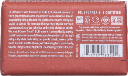 Dr. Bronner's Eucalyptus Castille Bar Soap Perspective: back
