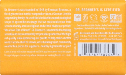 Dr. Bronner's All-One Hemp Citrus Pure-Castile Bar Soap Perspective: back