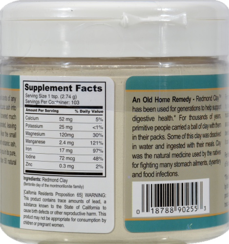 Redmond Clay All Natural Dietary Supplement Perspective: back