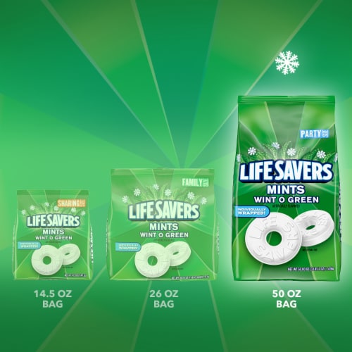 Life Savers Wint-O-Green Breath Mints Hard Candy Party Size Bag Perspective: back