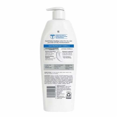 Curel Daily Healing Hand and Body Lotion for Dry Skin, Advanced Ceramides Complex, All Skin Types Perspective: back