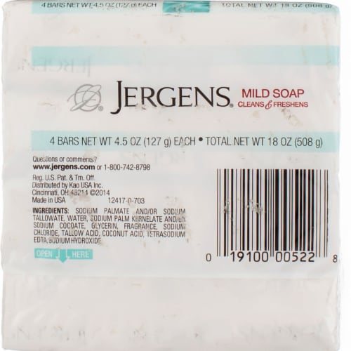 Jergens Bar Soap, 4.5 oz, 4 Ct Perspective: back