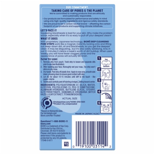 Biore Deep Cleansing Nose Pore Strips Value Size Perspective: back