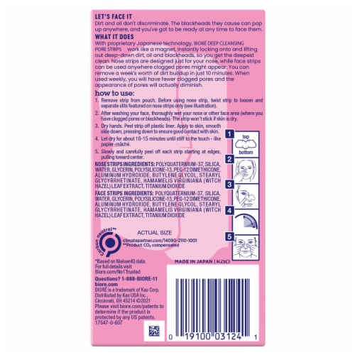 Biore Nose + Face Deep Cleansing Pore Strips Combo Pack Perspective: back