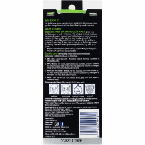 Biore Charcoal Instant Warming Clay Face Masks Perspective: back