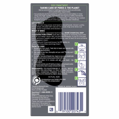 Biore Oil Control Deep Cleansing Pore Strips, Charcoal, Nose Strips for Blackhead Removal Perspective: back