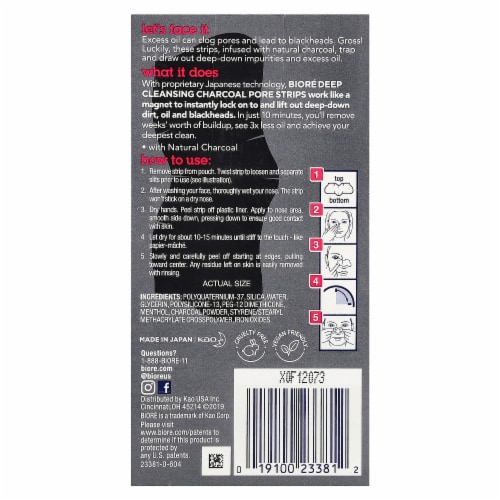 BIORE CLEANSING CHARCOAL DEEP PORE NOSE STRPS 18CT Perspective: back