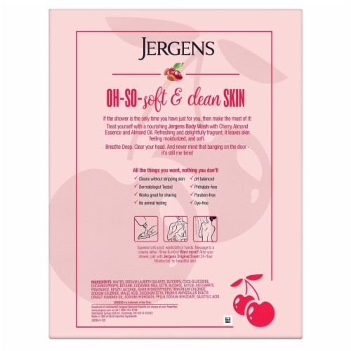 Jergens Cherry Almond Softening Body Wash, 22 Fluid Ounce (Pack of 3) Perspective: back