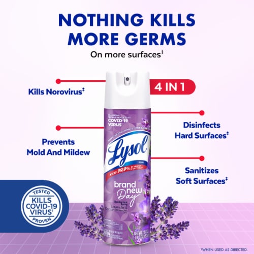 Lysol® Brand New Day™ Disinfectant Spray Lavender & Cotton Blossom Perspective: back