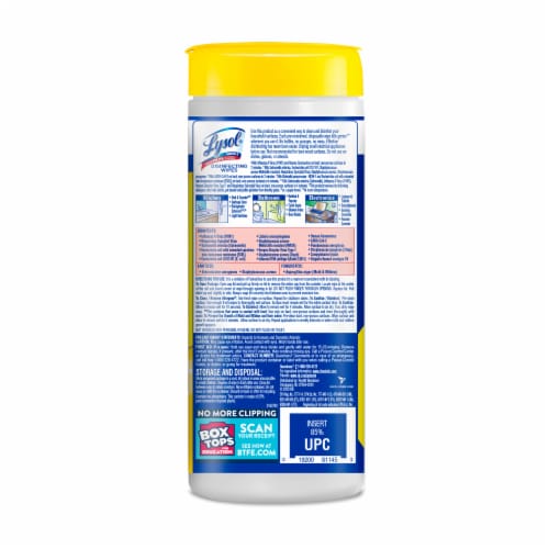 Lysol Disinfecting Wipes, Sanitizing Antibacterial Cleaning Wipes, Lemon and Lime Blossom, 35 ct Perspective: back