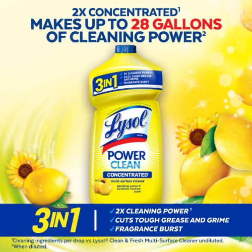 Lysol Power Clean All Purpose Cleaner Concentrate Disinfectant Lemon Perspective: back