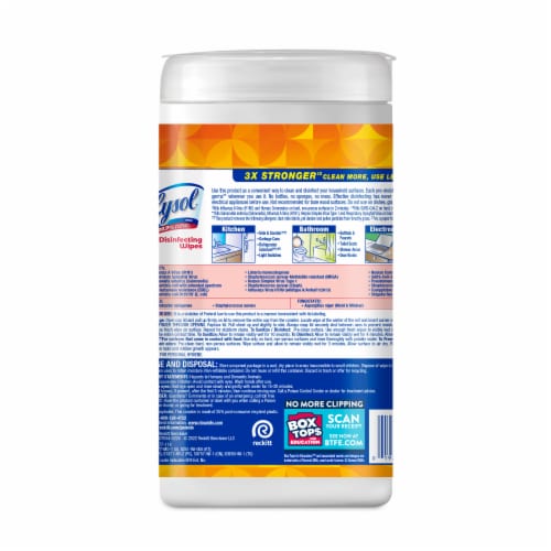 Lysol Multi-Surface Antibacterial Brand New Day Mango & Hibiscus Disinfectant Wipes Perspective: back