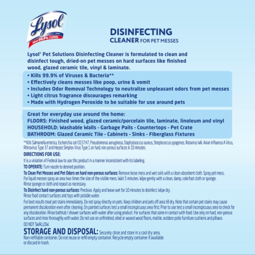 Lysol Multipurpose Cleaner Pet Solution Perspective: back