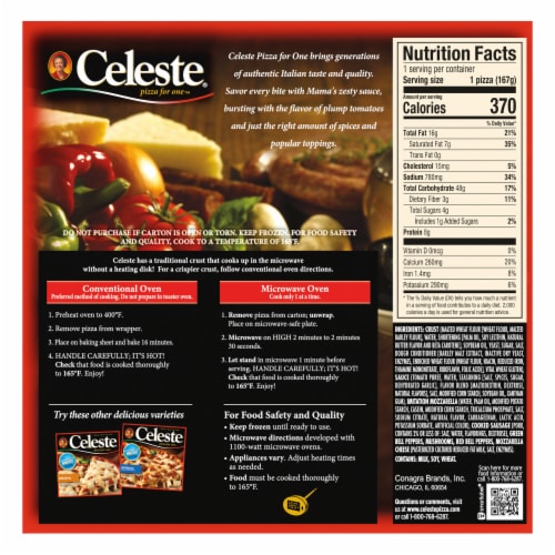 Celeste Deluxe Pizza for One Frozen Pizza Perspective: back