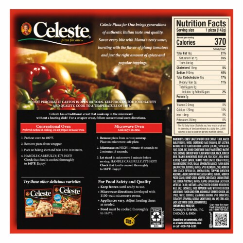 Celeste Pepperoni Pizza For One Individual Microwavable Frozen Pizza Perspective: back